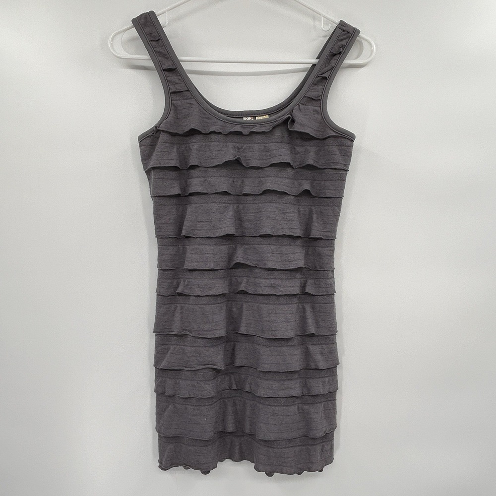 Vintage‎ Eyeshadow Womens Y2K Tiered Ruffled Tank Top Sz S Gray Fairy Whimsigoth